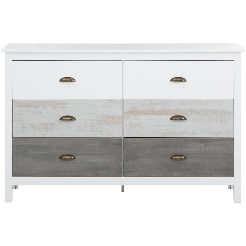 Loft24 Salva 6 Drawer White Gloss and Grey Brushed Pine Chest of Drawers Image 3