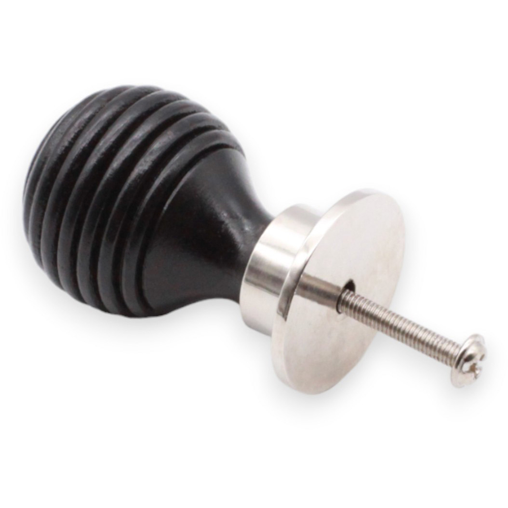 Spira Brass Ebonised Preston Polished Nickel Cupboard Knob 35mm Image 3