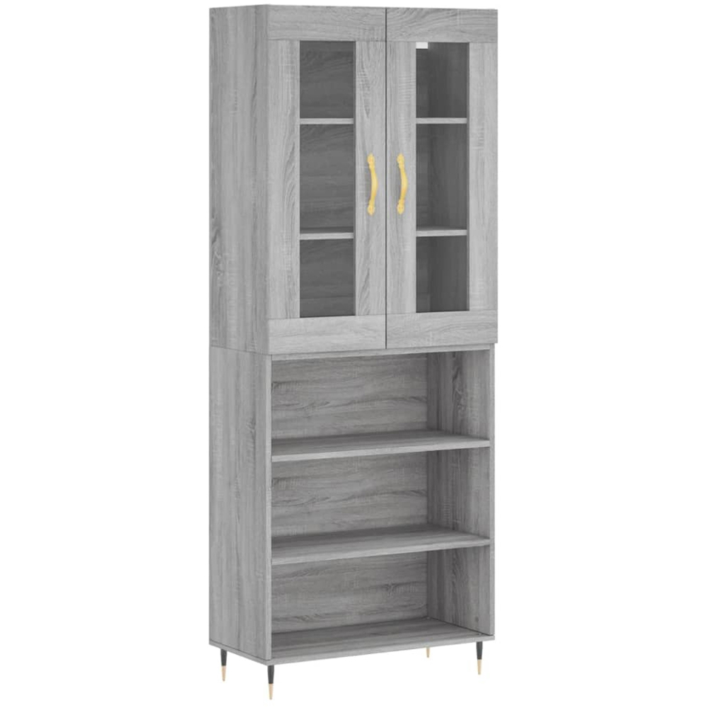 vidaXL 2 Door 3 Shelf Grey Sonoma Highboard Image 2