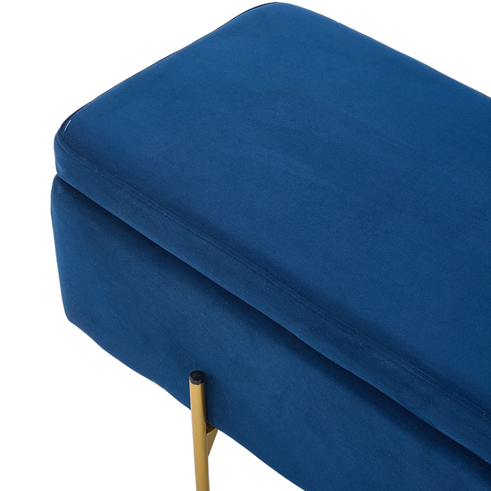 Living and Home Blue Flip Top Flannel Upholstered Storage Bench Image 8