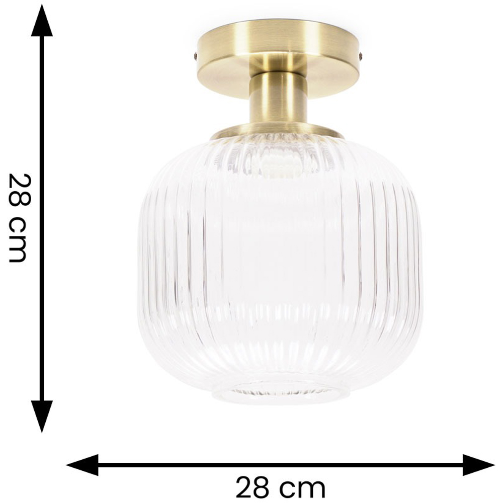 ValueLights Calpe Clear Shade Gold Stem LED Flush Ceiling Light Image 7
