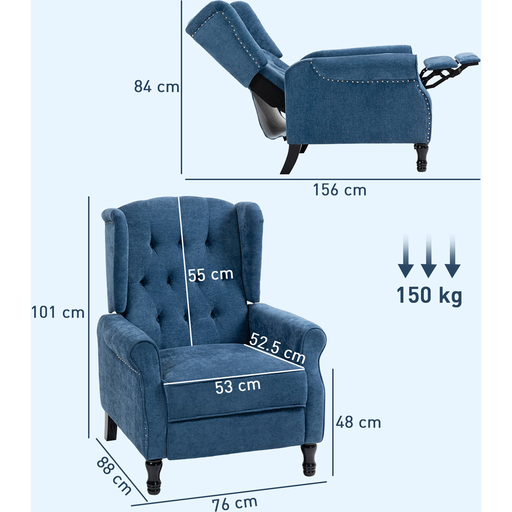 HOMCOM Royal Blue Manual Recliner Armchair Recliner with Footrest Image 9