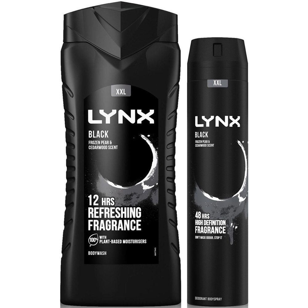 Lynx Black Shower Gel 500ml and 48H Protection Deodorant Body Spray 250ml 6 Pack Image 2