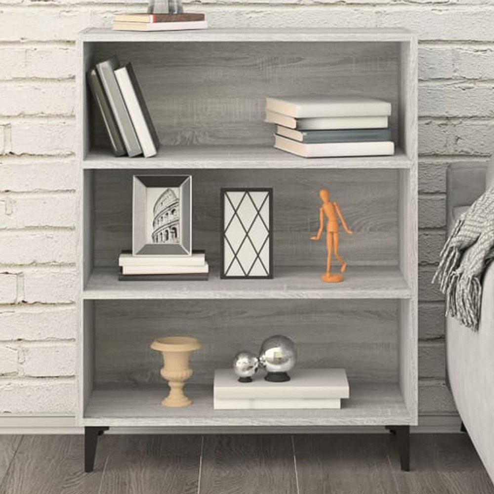 vidaXL 3 Shelf Grey Sonoma Sideboard Image 1