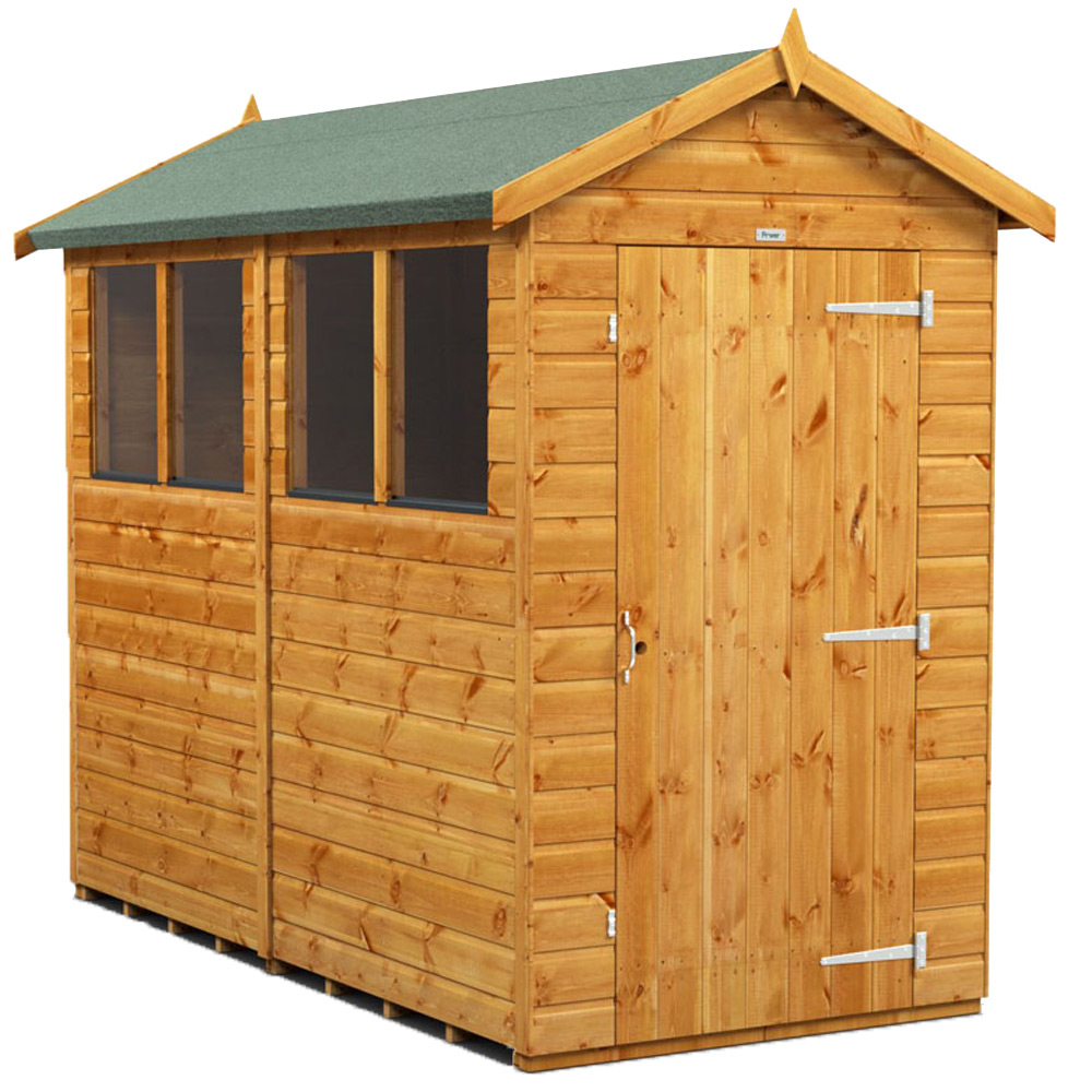 Power Sheds 8 x 4ft Apex Wooden Shed with Window Image 1
