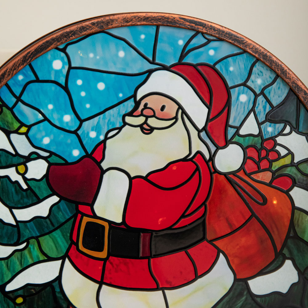 Samuel Alexander USB Powered Light Up Stained Glass Santa Christmas Decoration 25cm Image 6