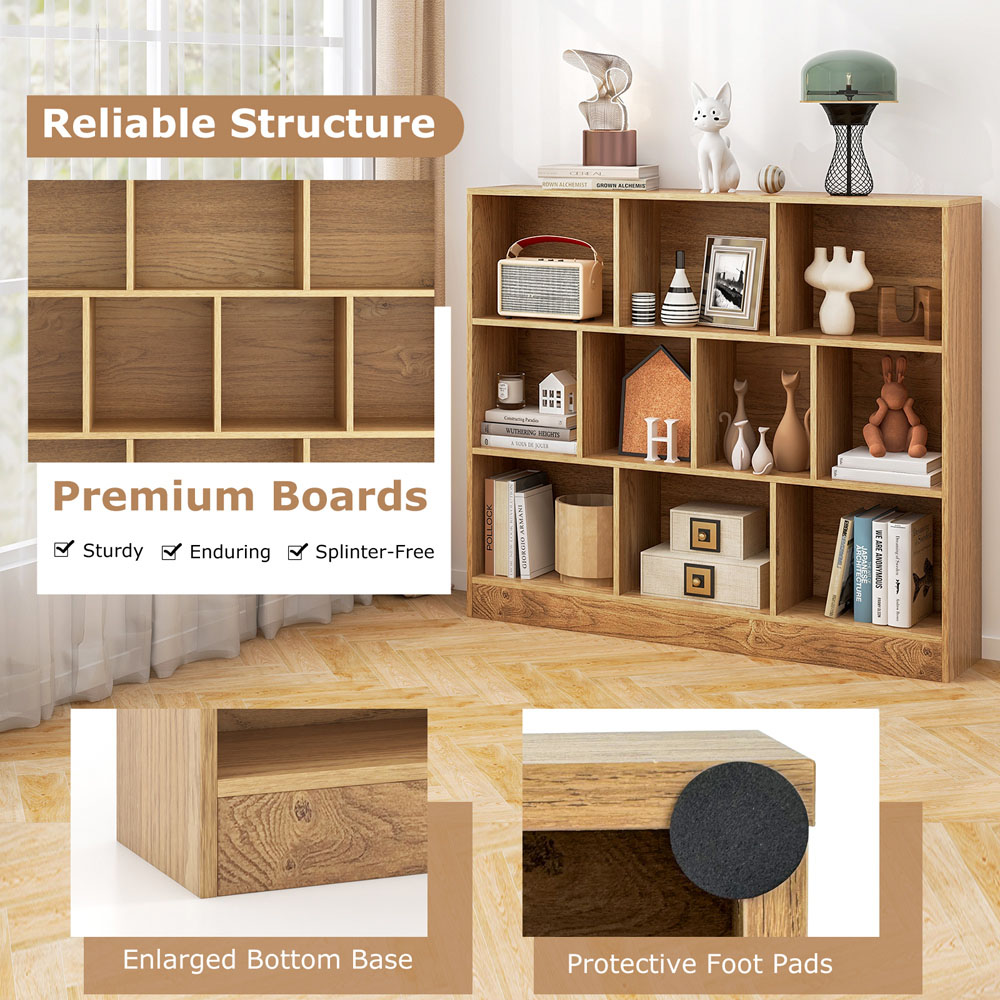 Costway 10 Cube Natural Bookshelf Image 6