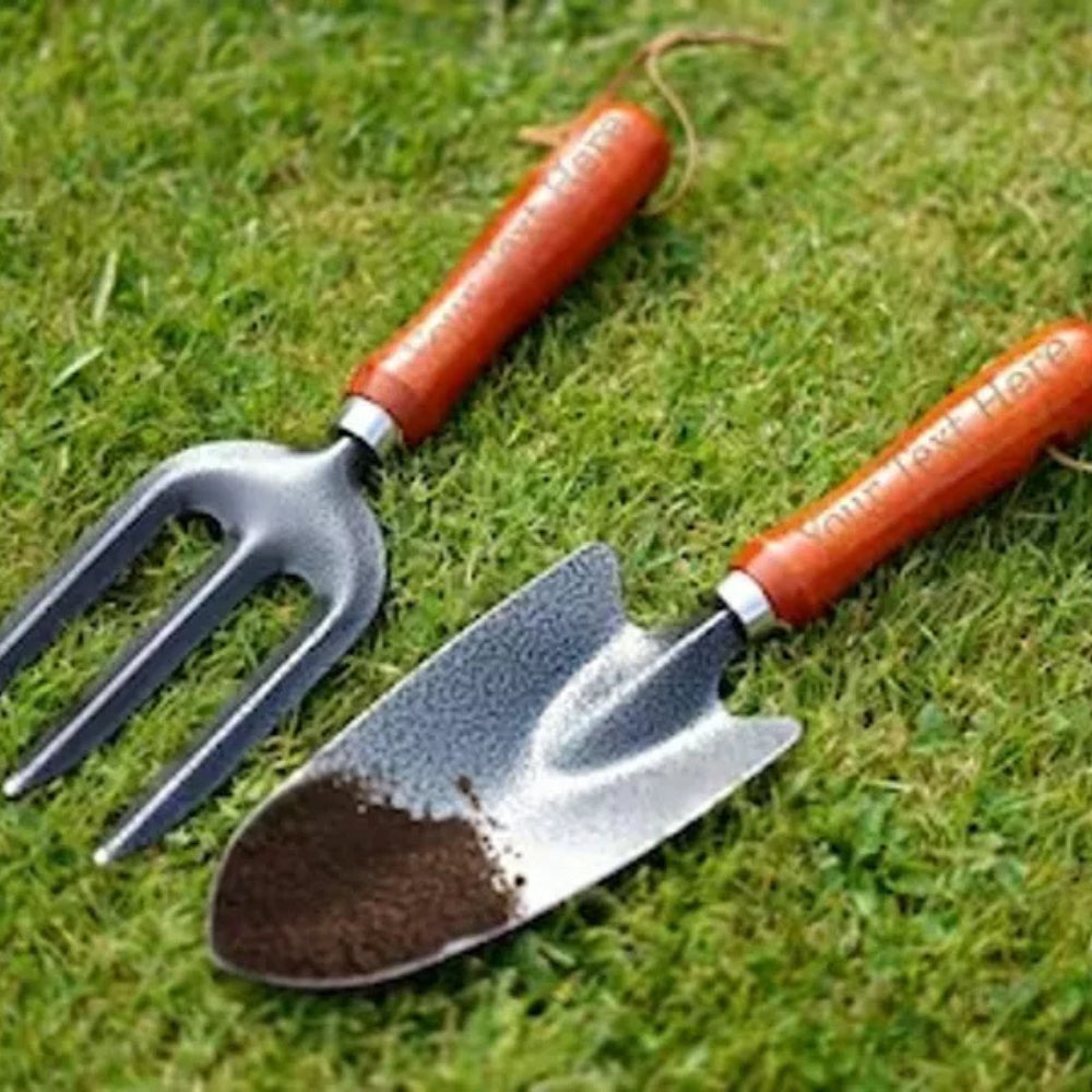 Garden Mile Hand Trowel and Fork with Wooden Handle Image 2