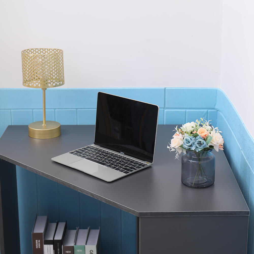 Home Source Wellington 2 Shelf Compact Corner Computer Desk Grey Image 3