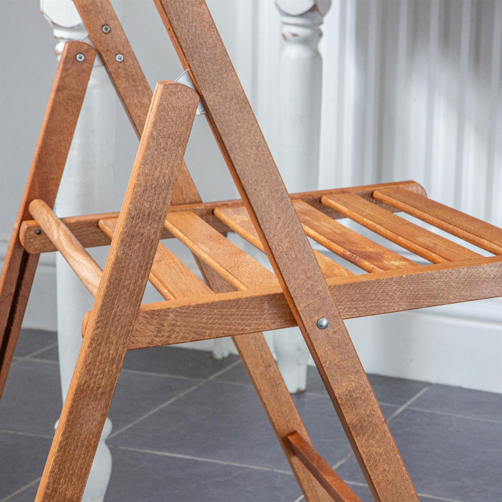 Harbour Housewares Walnut Beech Wood Foldable Chair Image 4