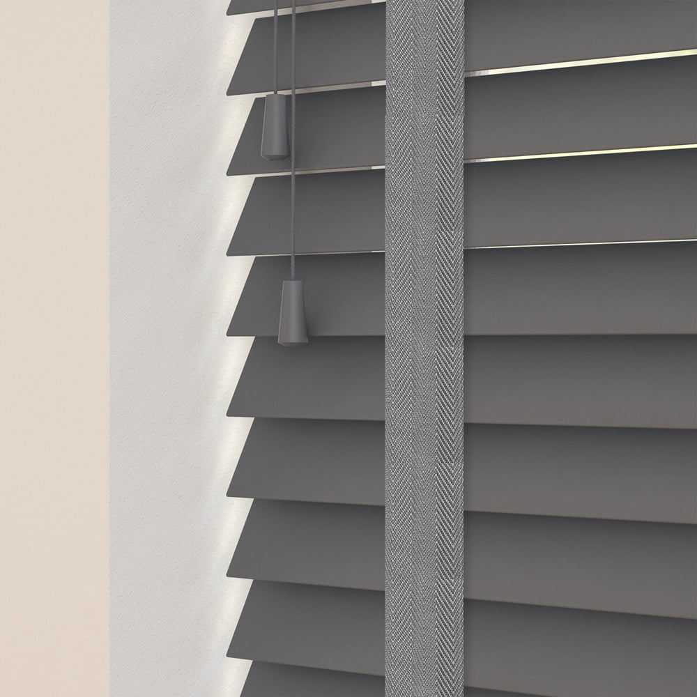 Caecus Real Wood Tape Venetian Blind Dark Grey 180 x 200cm Image 1