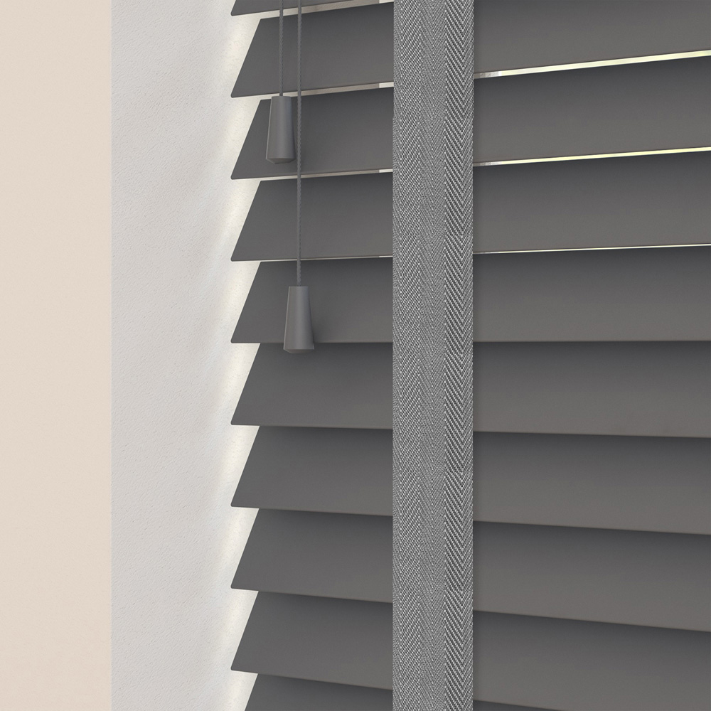 Caecus Real Wood Tape Venetian Blind Dark Grey 45 x 120cm Image 1