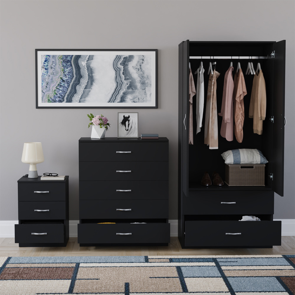VIDA DESIGNS Riano Black 3 Piece Bedroom Furniture Set Image 3