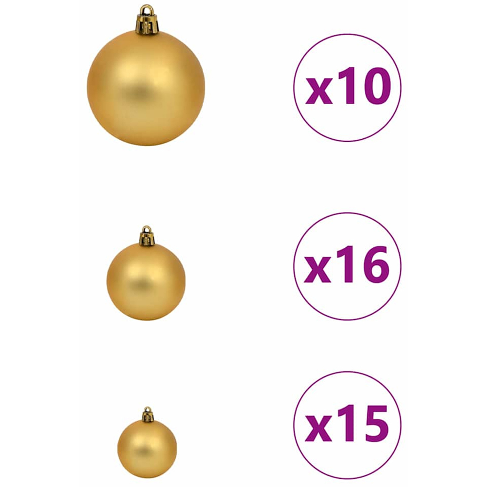 vidaXL Pre-Lit Gold and Bronze Baubles Green Artificial Snow Tipped Christmas Tree 8ft Image 9