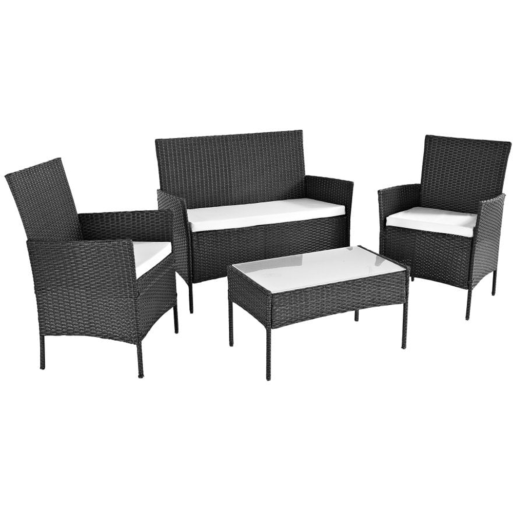 Neo 4 Seater Black Rattan Sofa Lounge Set Image 2