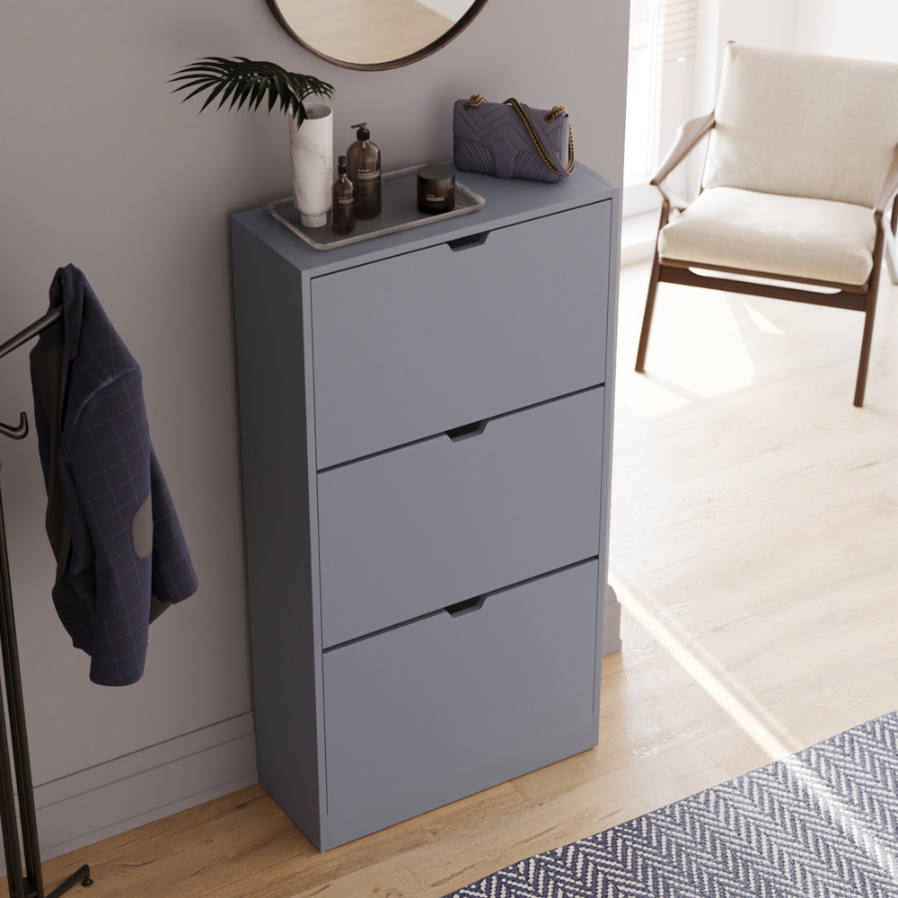 Vida Designs 3 Drawer Grey Shoe Cabinet Image 3