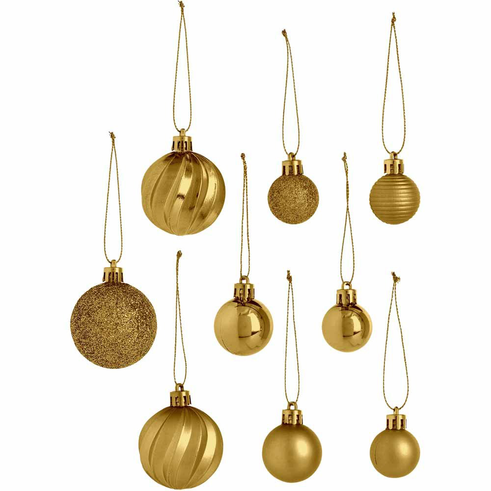 Wilko Luxe Mini Gold Baubles 38 Pack Image 2