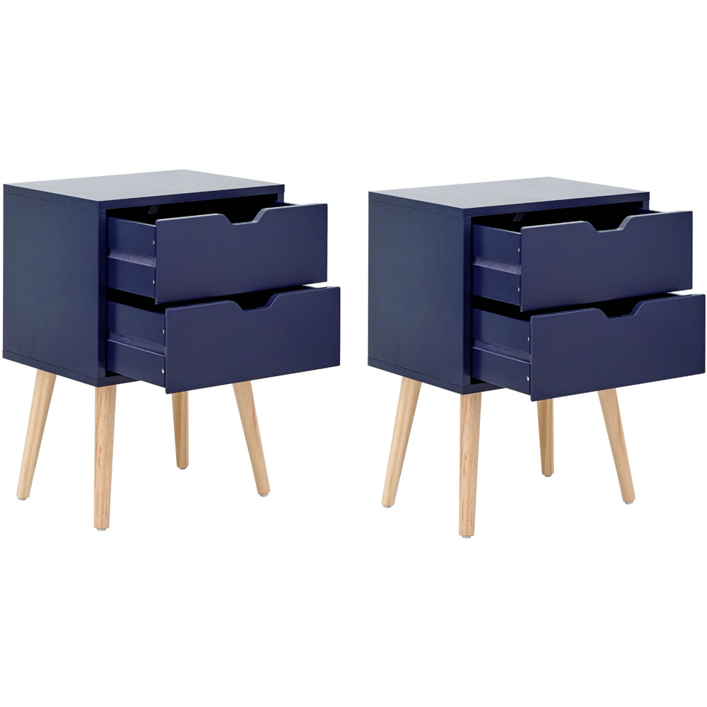 GFW Nyborg 2 Drawer Nightshadow Blue Bedside Table Set of 2 Image 4