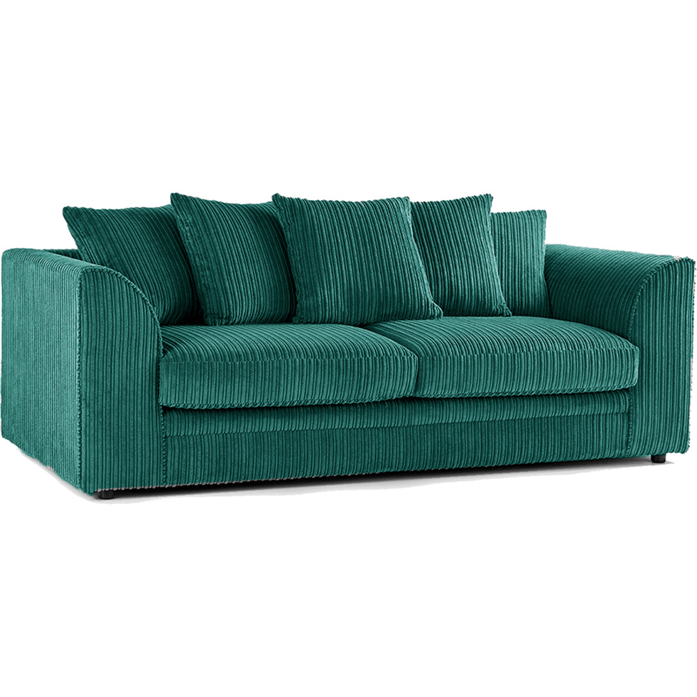Luxor 3 Seater Teal Jumbo Cord Scatter Back Sofa Image 2