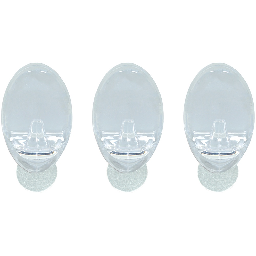 St Helens Oval Shape Reusable Plastic Self Adhesive Hook 3 Pack Image 1