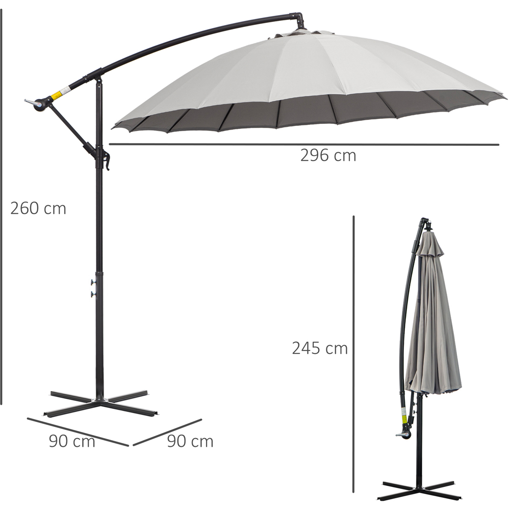 Outsunny Grey Crank Handle Cantilever Banana Parasol 3m Image 7