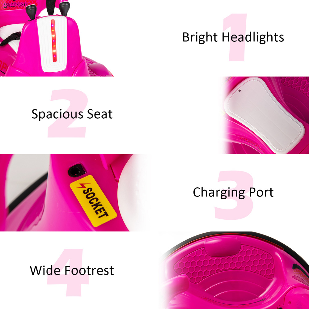 Costway Kids Pink Electric Ride On Bumper Car with Dual Joysticks and Remote Control 12V Image 6