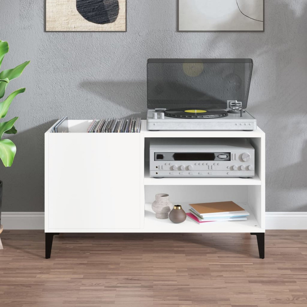 vidaXL 2 Shelf White Record Cabinet Image 7