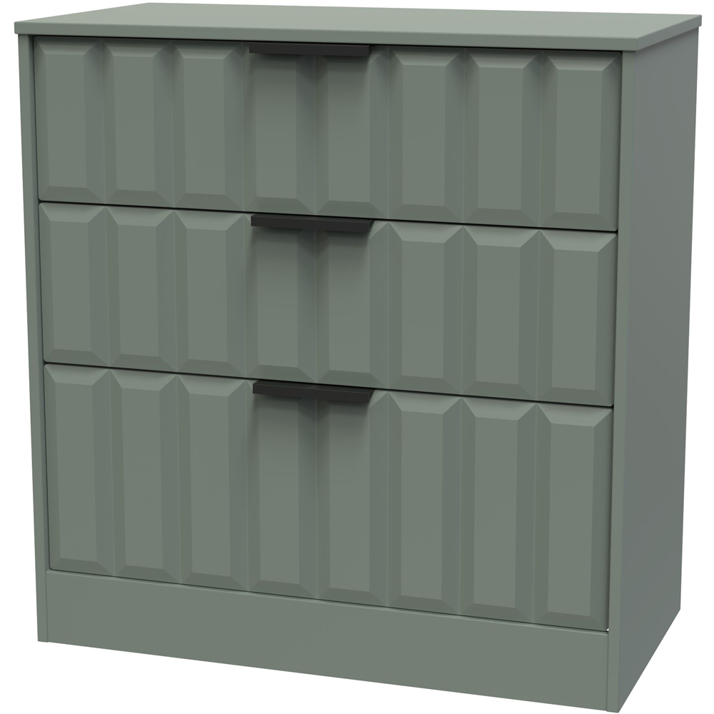 Crowndale New York 3 Drawer Reed Green Deep Chest of Drawers Ready Assembled Image 2