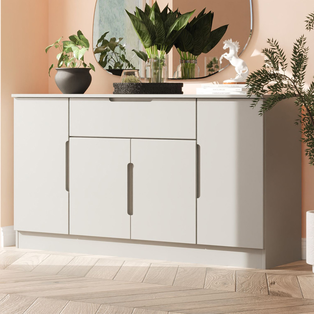 Crowndale Milan 4 Door Single Drawer Dusk Grey Wide Sideboard Ready Assembled Image 1