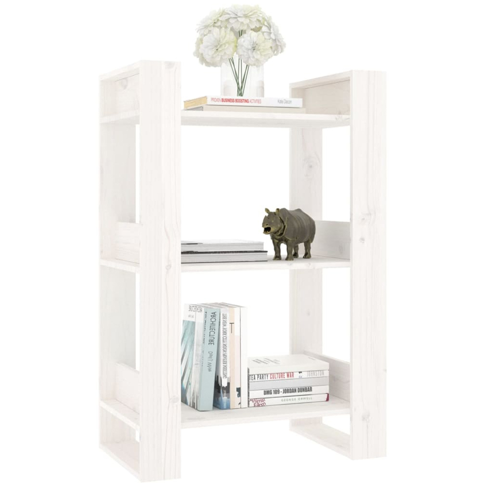 vidaXL 3 Shelf White Solid Pine Wood Bookcase Image 5