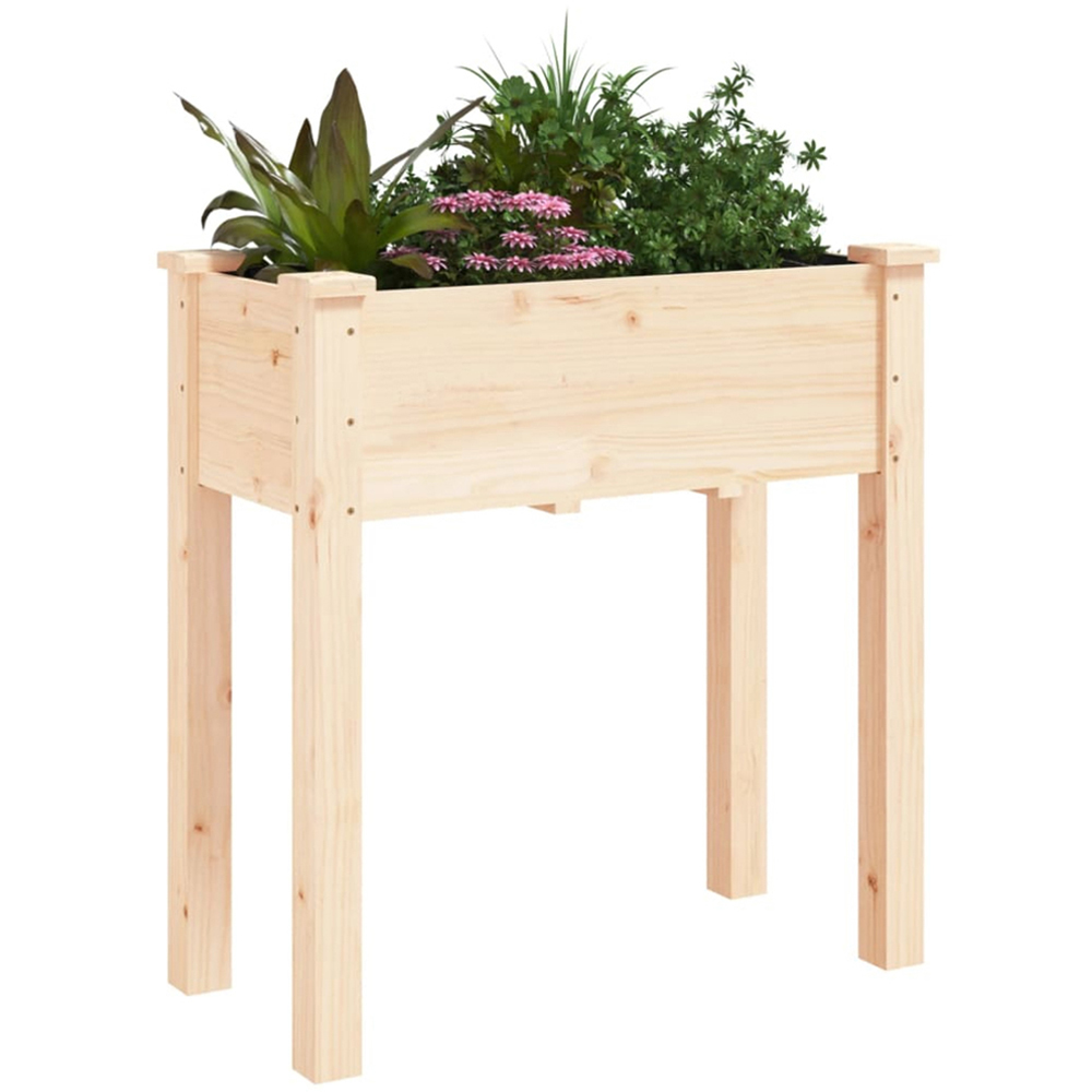 vidaXL Natural Solid Fir Wood Garden Planter with Liner 71 x 37 x 76cm Image 3