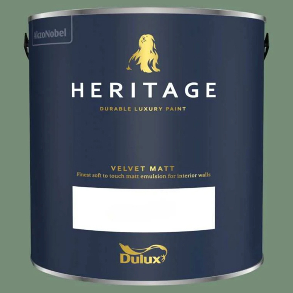 Dulux Heritage Walls and Ceilings DH Grass Green Velvet Matt Emulsion Paint 2.5L Image 2