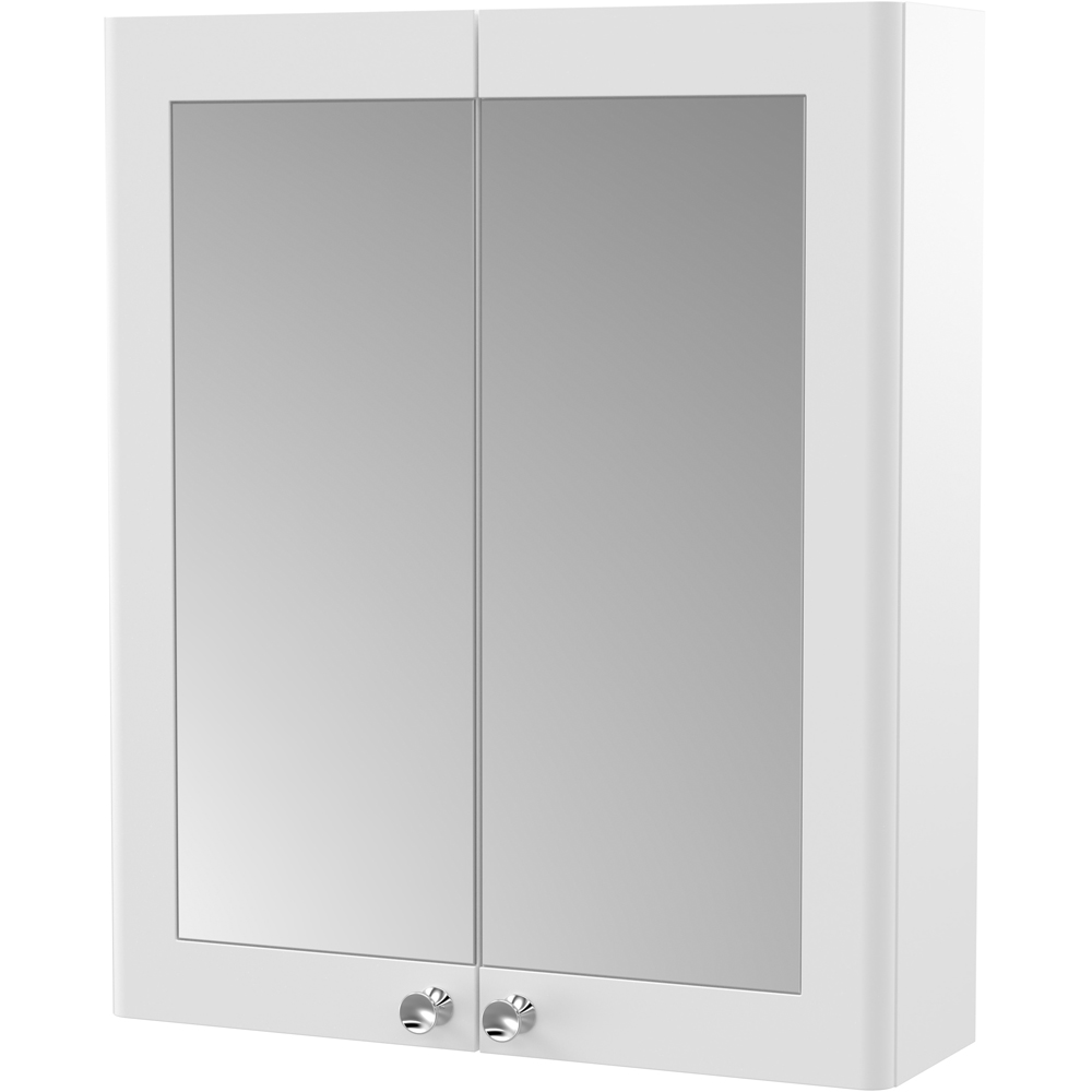 nuie Classique 2 Door Satin White Wall Hung Mirror Cabinet Image 2