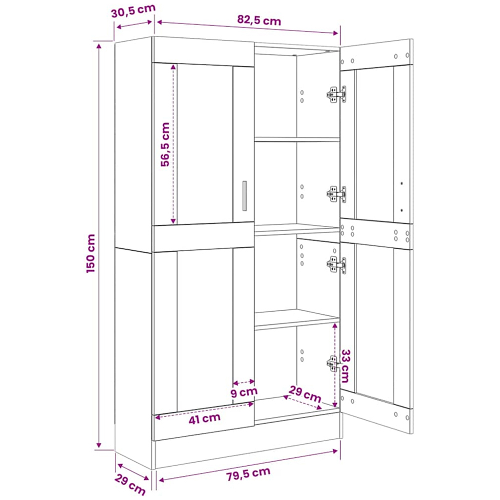 vidaXL 2 Door Smoked Oak Bookcase Image 9