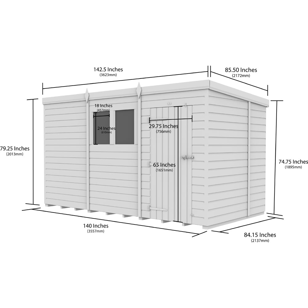DIY Sheds 12 x 7ft Tongue and Groove Timber Pent Garden Shed Image 9
