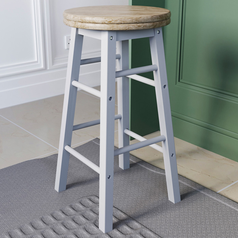 Chef Vida White Wooden Revolving Bar Stool Image 1