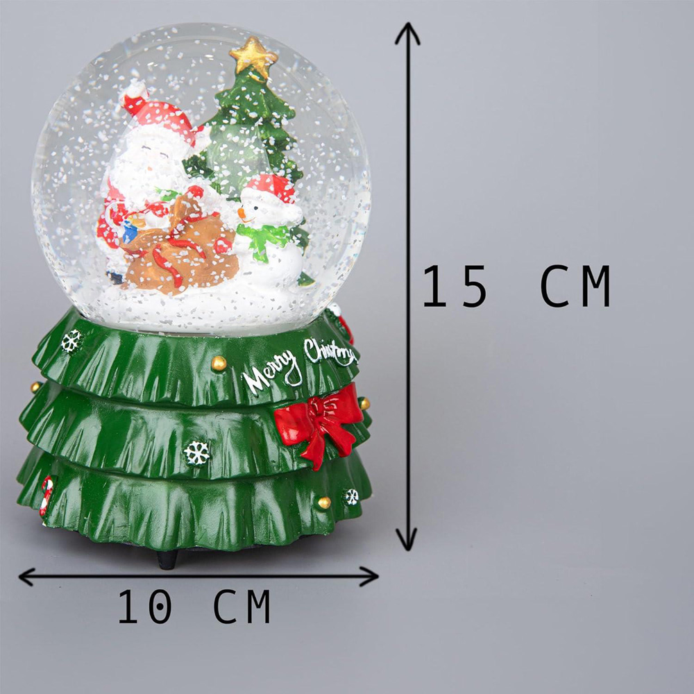 Shatchi Musical Snowglobe Santa and Xmas Tree Scene Image 3