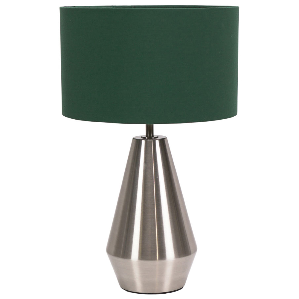 ValueLights Jax Forest Green Shade Brushed Chrome Touch LED Table Lamp Image 1