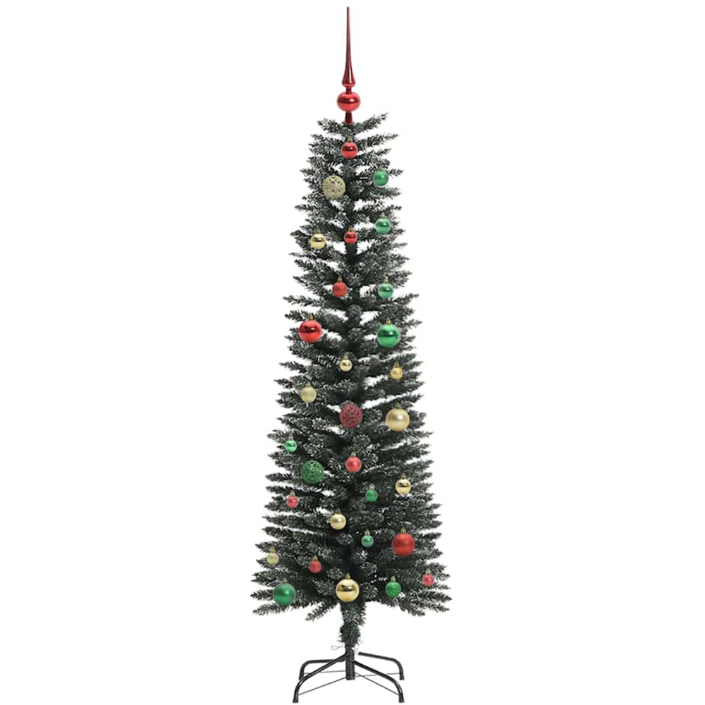 vidaXL Pre-Lit Multicolour Baubles Green Artificial Christmas Tree 5ft Image 4