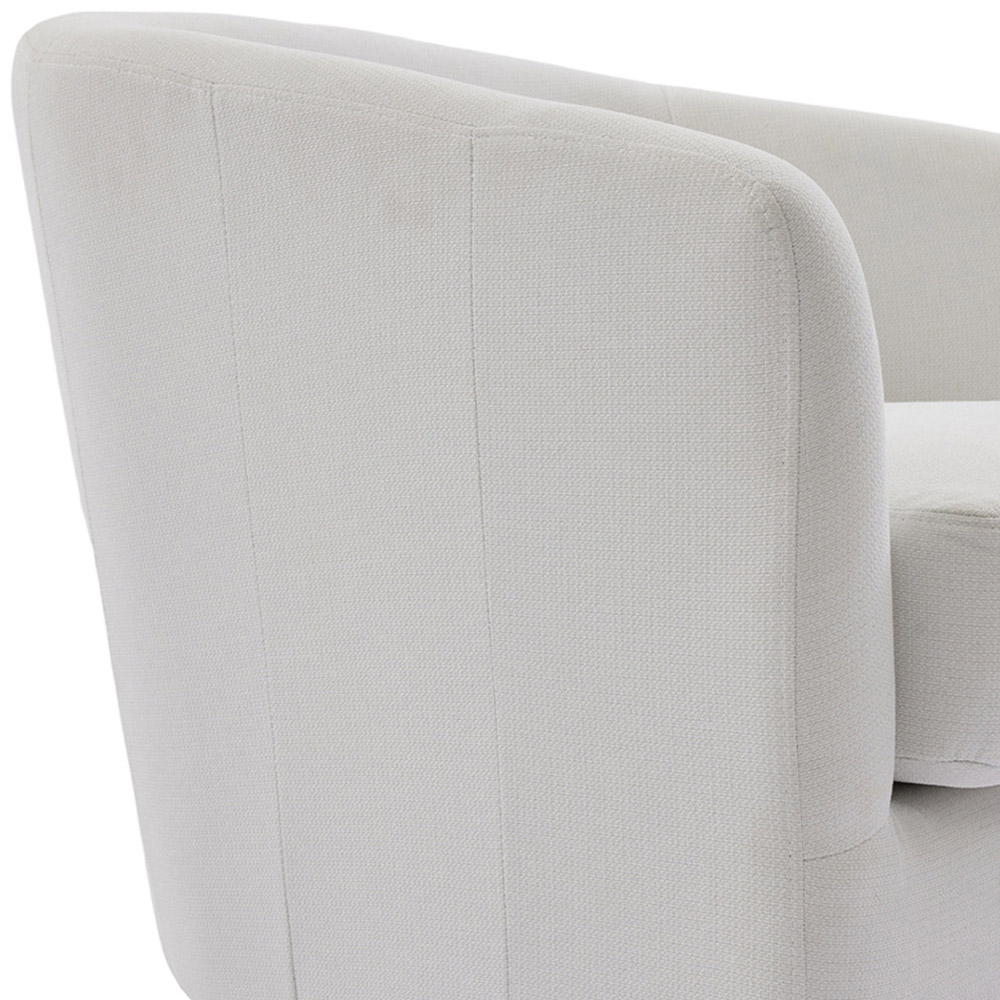 Living and Home Beige White PU Leather Retro Swivel Armchair Image 5