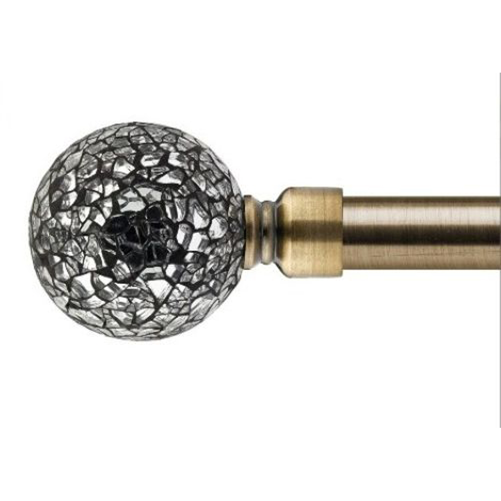 New Edge Blinds Mirrored 160-300cm Extendable Brass Eyelet Metal Curtain Pole Set Image 1