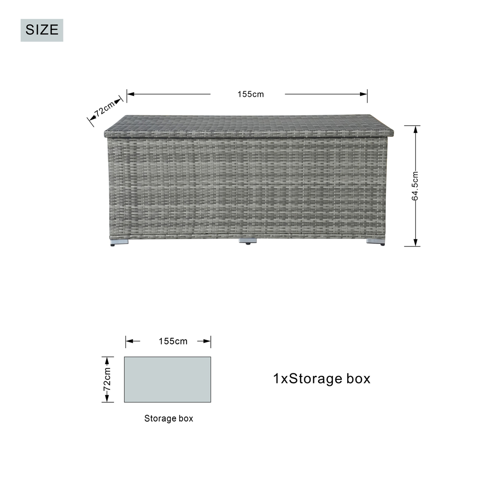 Direct Wicker 495L Medium Grey Garden Rattan Storage Box Image 8