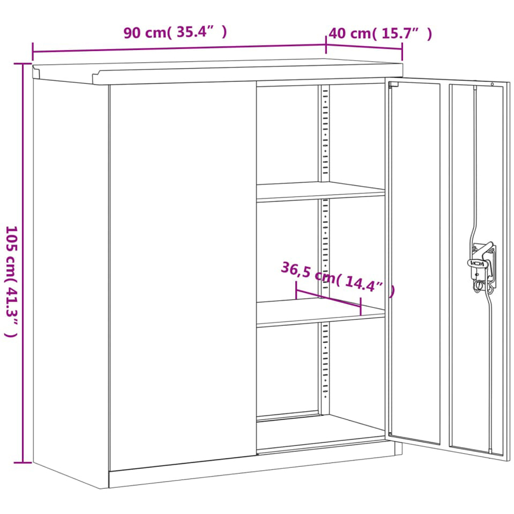 vidaXL 2 Door Black Steel Filing Cabinet Set of 2 Image 7