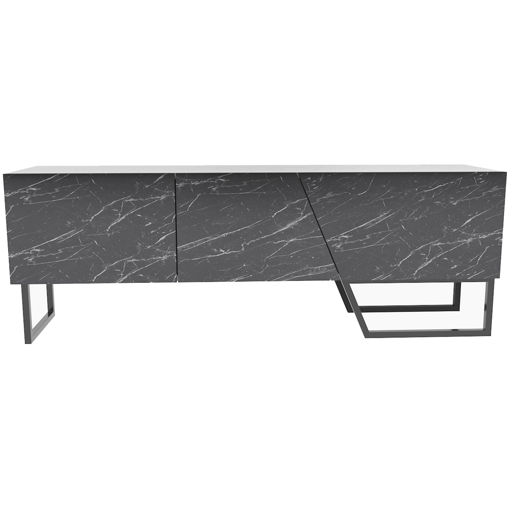 Decorotika Parla 3 Door Black Marble and White TV Unit Image 3