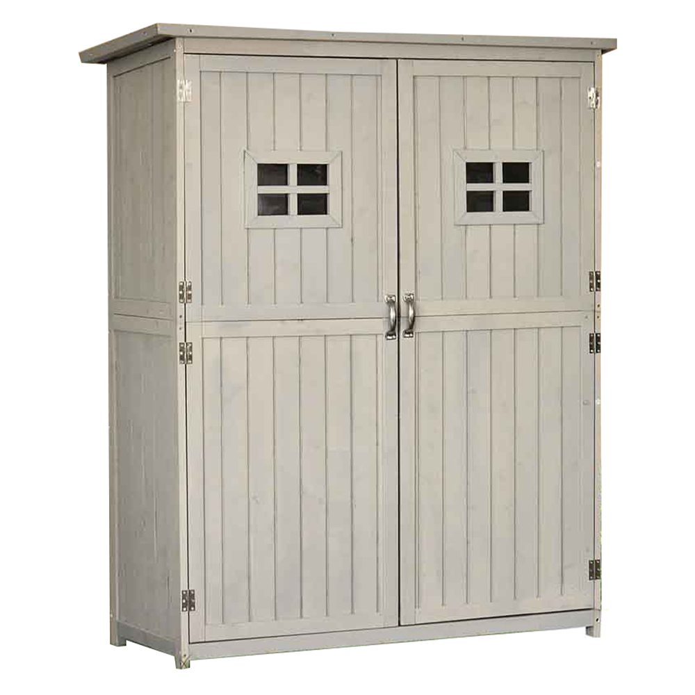 Outsunny 4.8 x 1.6ft Grey Double Door Tool Shed Image 1
