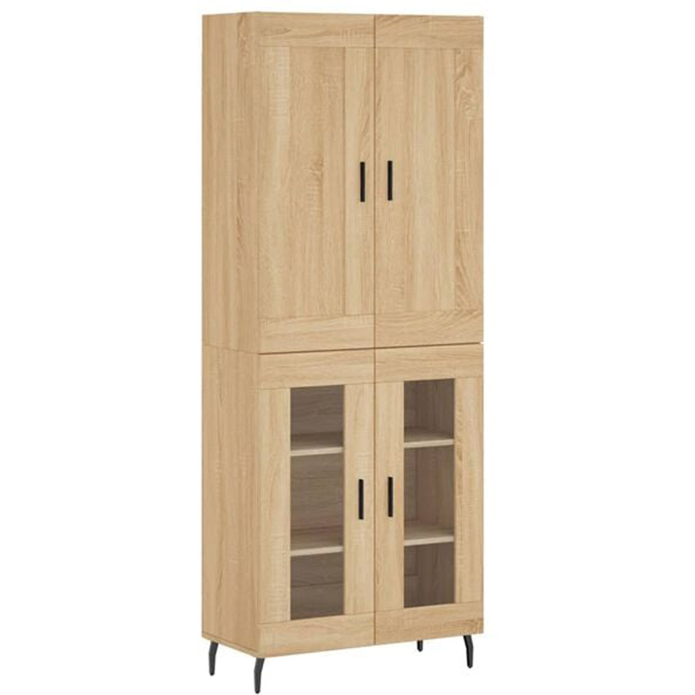vidaXL 4 Glass Door Sonoma Oak Highboard Image 2