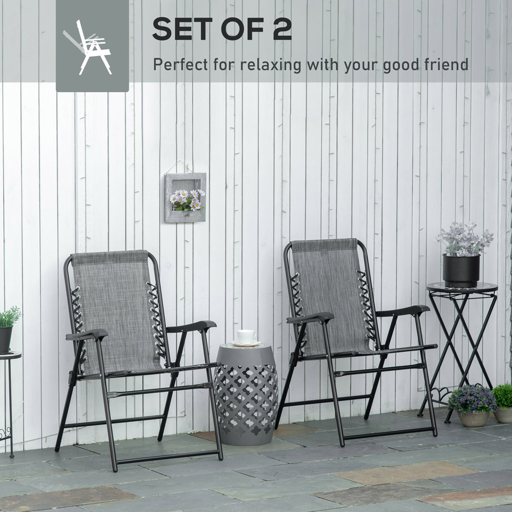 Outsunny Set of 2 Grey Foldable Deck Chair Image 4