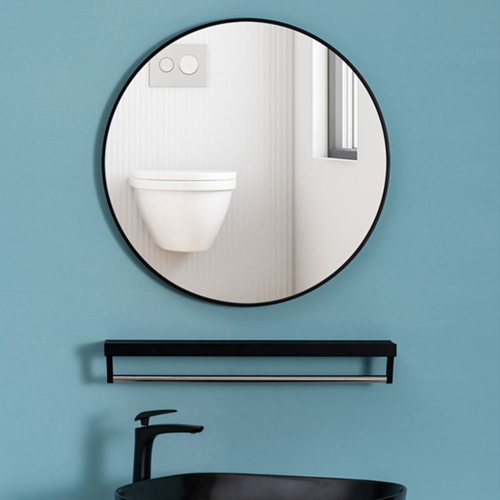 Living and Home Black Frame Nordic Wall Mounted Bathroom Mirror 70cm Image 4