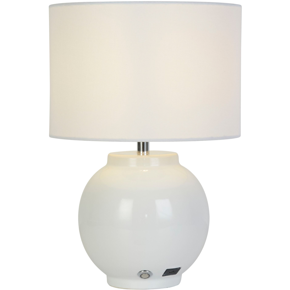 Lighting Collection Kern White Ceramic Rechargeable LED Table Lamp Image 2