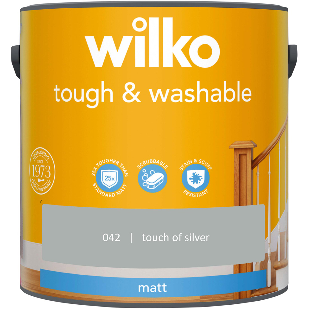 Wilko Tough & Washable Touch of Silver Matt Emulsion Paint 2.5L Image 2